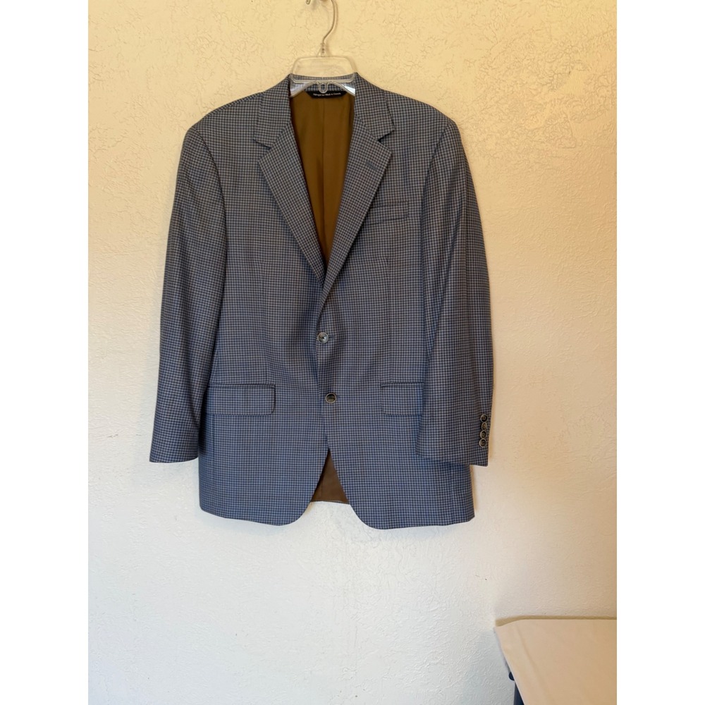 Coppley Mens Blue Check Wool Blazer Sport Coat Reda Super 130s Canada 40R